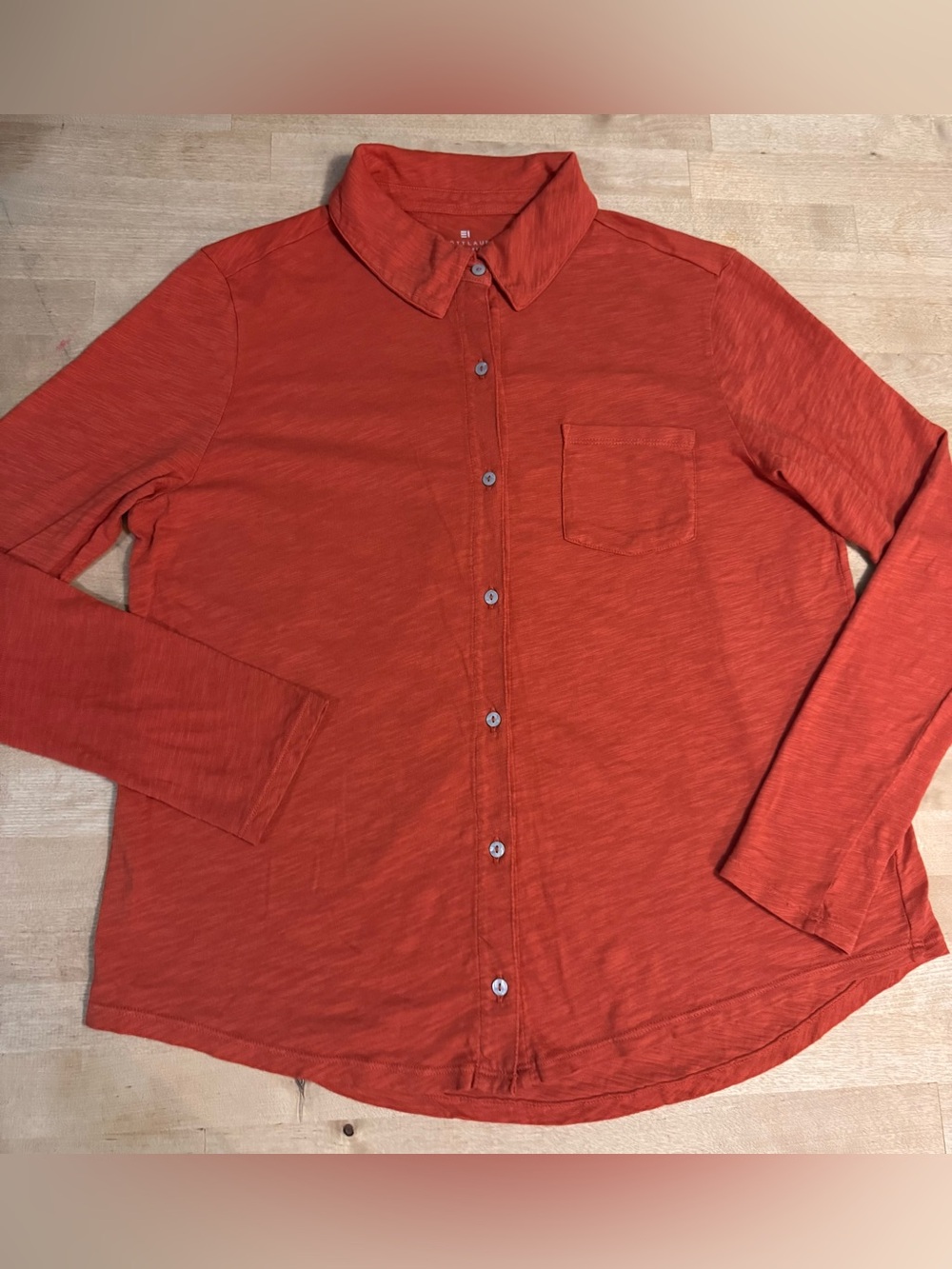 Elliott Lauren Women's cotton Button-Down Shirt in pumpkin